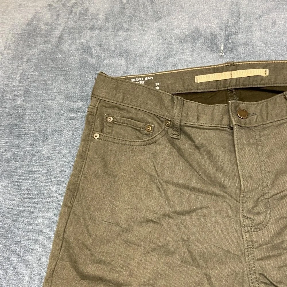 Banana Republic Travel Jeans Mens 34x30 Green Denim Outdoor Straight Slim Fit